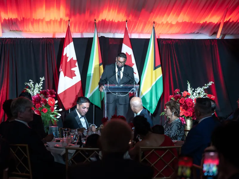 H.E. Dr. Mohamed Irfaan Ali, President of Guyana, addresses the Maple Leaf Gala