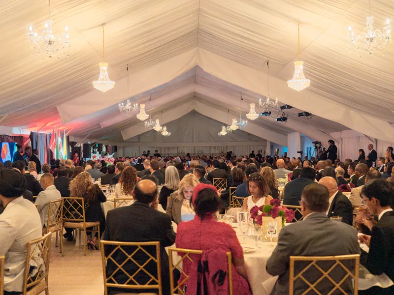 The gala dinner in the marquee